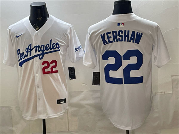 Men's Los Angeles Dodgers 22 Clayton Kershaw White Alternate Stadium Stitched Baseball Jersey