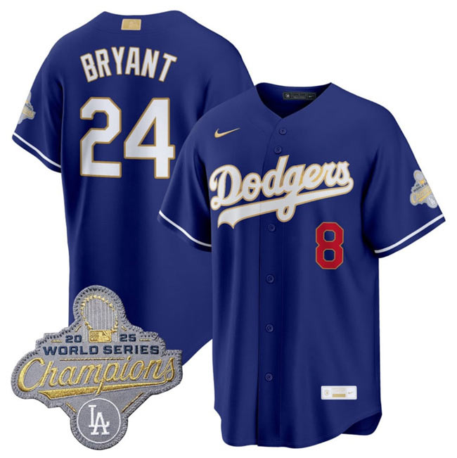 Men's Los Angeles Dodgers 24 Kobe Bryant Royal 2026 Alternate Gold Collection Stadium Stitched Baseball Jersey
