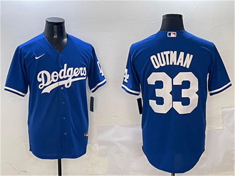 Men's Los Angeles Dodgers 33 James Outman Royal Cool Base Stitched Baseball Jersey
