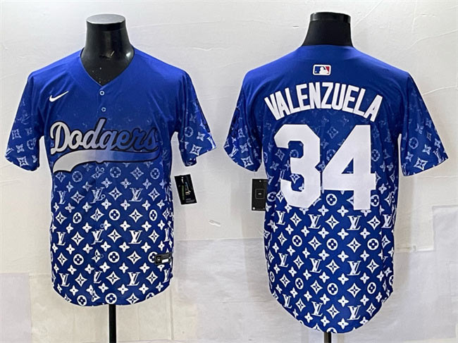 Men's Los Angeles Dodgers 34 Fernando Valenzuela Blue Limited Stitched Baseball Jersey