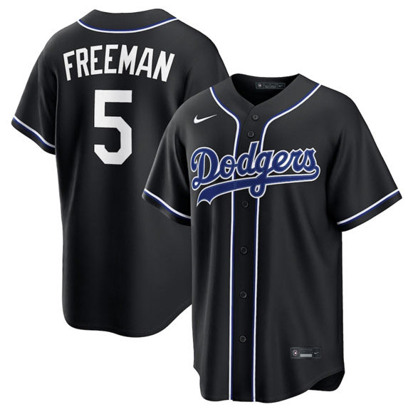 Men's Los Angeles Dodgers 5 Freddie Freeman 2026 Black Out Stitched Baseball Jersey