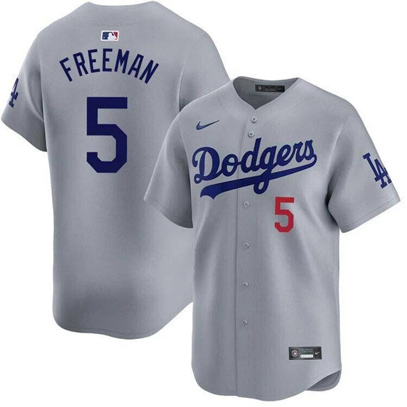 Men's Los Angeles Dodgers 5 Freddie Freeman Gray 2025 Limited Stitched Baseball Jersey