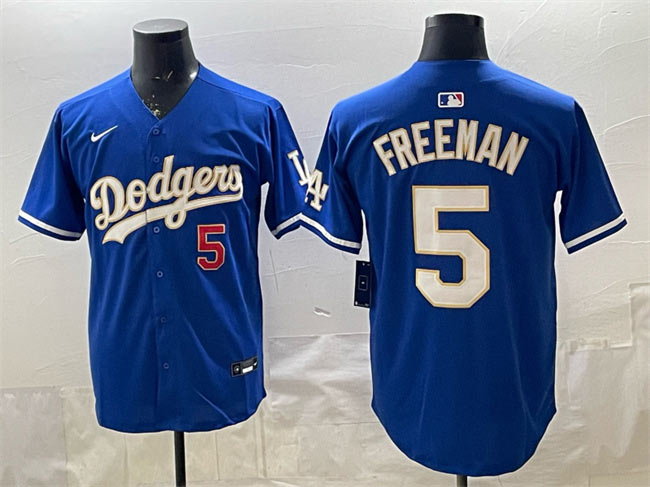 Men's Los Angeles Dodgers 5 Freddie Freeman Royal Limited Stitched Baseball Jersey