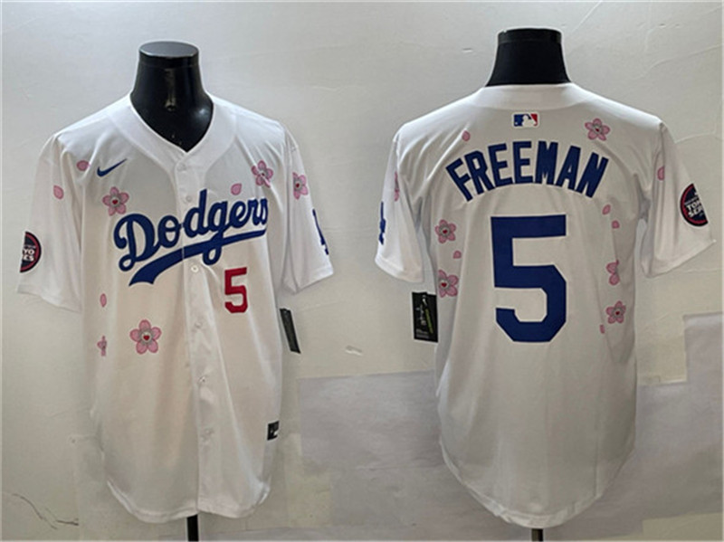 Men's Los Angeles Dodgers 5 Freddie Freeman White 2025 Tokyo Series Limited Stitched Baseball Jersey