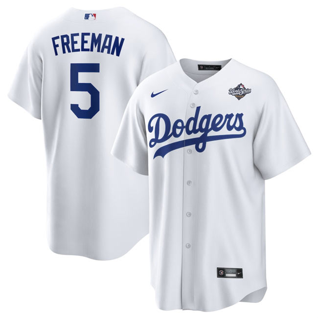 Men's Los Angeles Dodgers 5 Freddie Freeman White 2025 World Series Home Cool Base Stitched Baseball Jersey