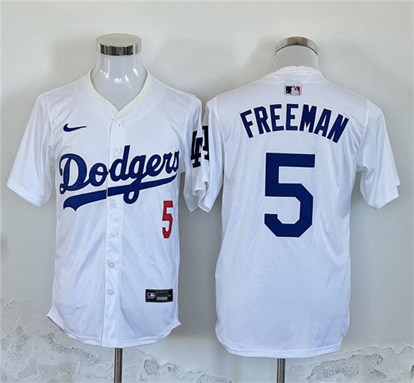 Men's Los Angeles Dodgers 5 Freddie Freeman White Home Limited Stitched Baseball Jersey