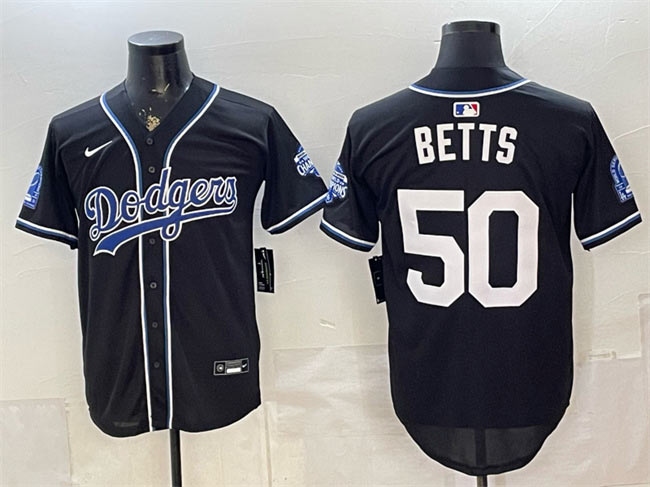 Men's Los Angeles Dodgers 50 Mookie Betts B2B Champs 2026 Black Out Style Vapor Limited Stitched Baseball Jersey