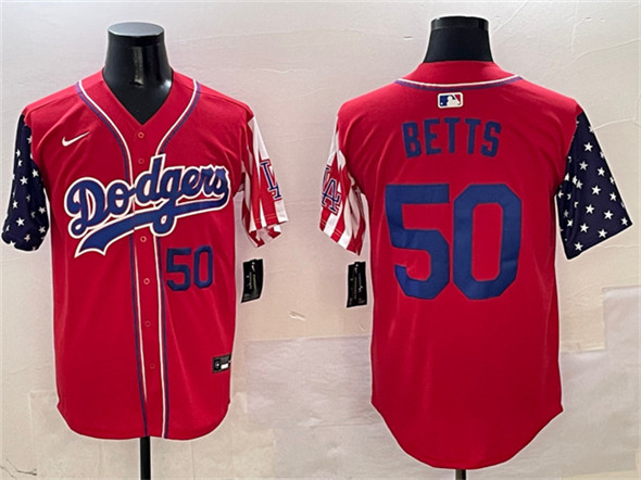 Men's Los Angeles Dodgers 50 Mookie Betts Red Limited Stitched Baseball Jersey
