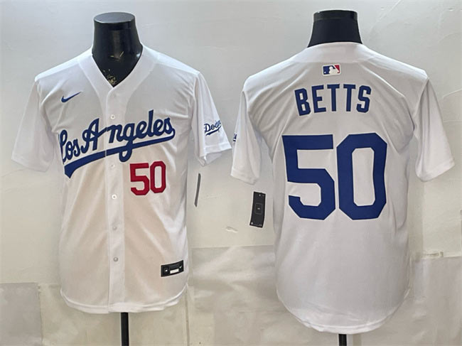 Men's Los Angeles Dodgers 50 Mookie Betts White Alternate Stadium Stitched Baseball Jersey