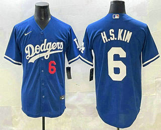 Men's Los Angeles Dodgers 6 Hyeseong Kim Blue Cool Base Jersey