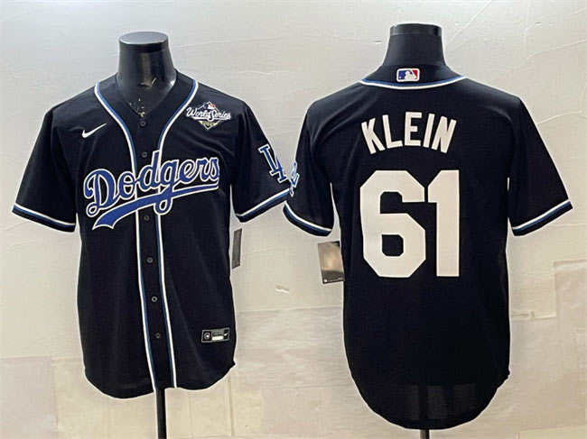 Men's Los Angeles Dodgers 61 Will Klein Black Fashion 2025 World Series Cool Base Stitched Baseball Jersey