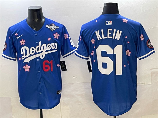 Men's Los Angeles Dodgers 61 Will Klein Royal 2025 World Series Patch Tokyo Series Limited Stitched Baseball Jersey