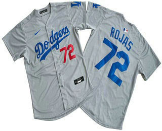 Men's Los Angeles Dodgers 72 Miguel Rojas Grey Limited Stitched Jersey