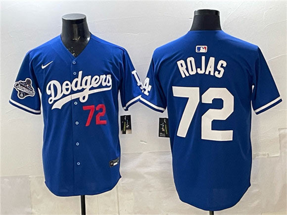 Men's Los Angeles Dodgers 72 Miguel Rojas Royal 2025 World Series Champions Patch Limited Stitched Baseball Jersey