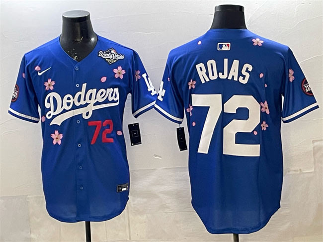 Men's Los Angeles Dodgers 72 Miguel Rojas Royal 2025 World Series Patch Tokyo Series Limited Stitched Baseball Jersey