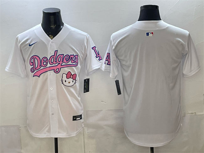 Men's Los Angeles Dodgers Blank White Hello Kitty Night Stitched Baseball Jersey