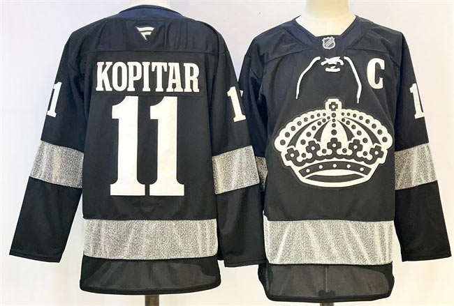 Men's Los Angeles Kings 11 Anze Kopitar Black With C Patch Alternate Stitched Hockey Jersey