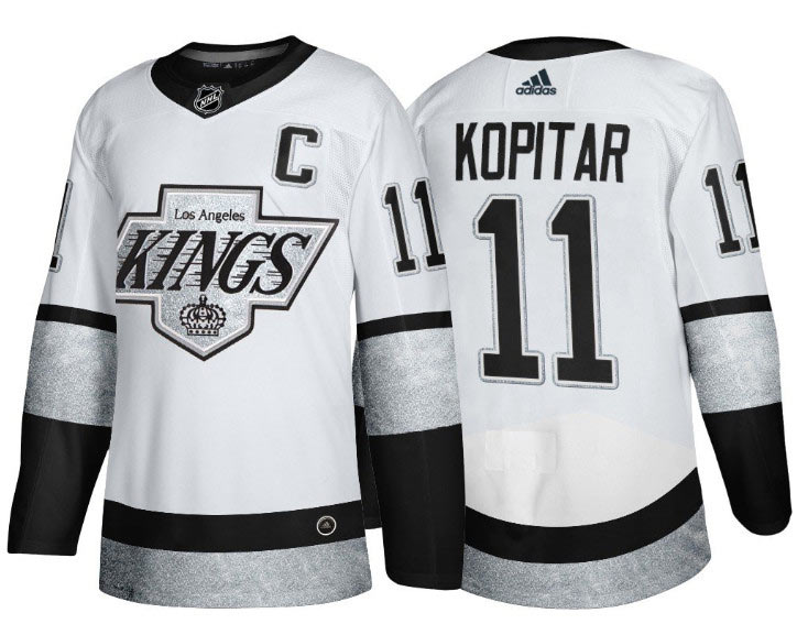 Men's Los Angeles Kings 11 Anze Kopitar White Throwback Stitched Jersey