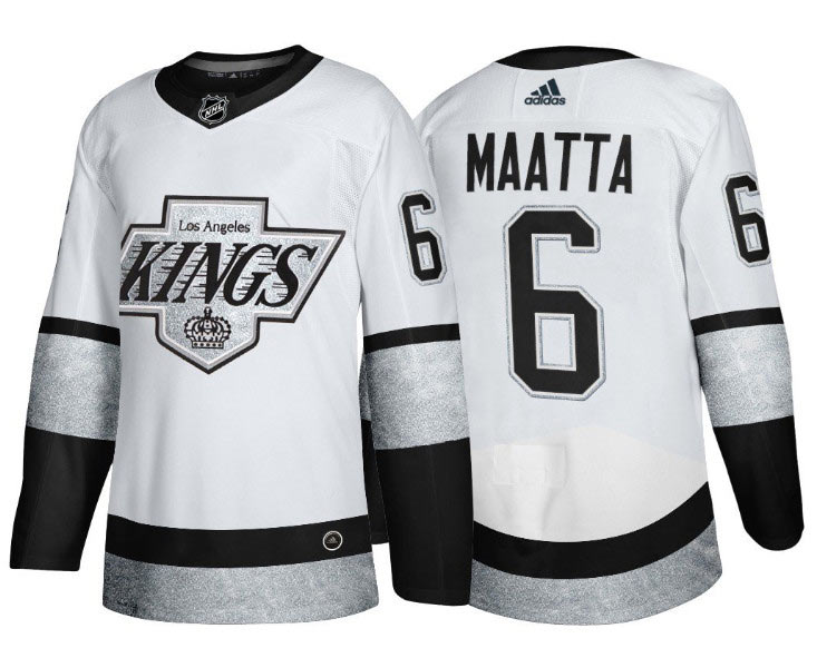 Men's Los Angeles Kings 6 Olli Maatta White Throwback Stitched Jersey