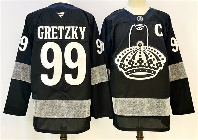 Men's Los Angeles Kings 99 Wayne Gretzky Black With C Patch Alternate Stitched Hockey Jersey