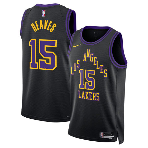 Men's Los Angeles Lakers 15 Austin Reaves Black 2025 26 City Edition Stitched Basketball Jersey