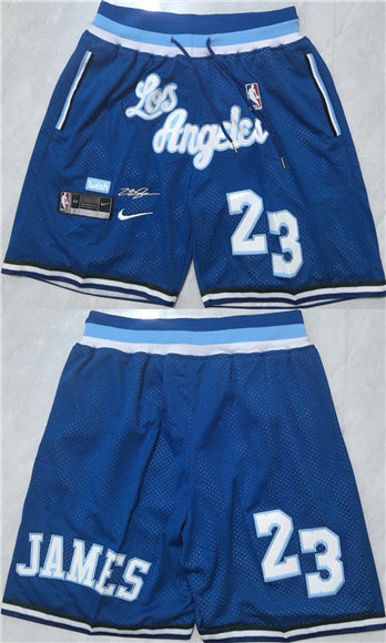 Men's Los Angeles Lakers 23 LeBron James Blue 2026 Shorts (Run Small)
