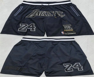 Men's Los Angeles Lakers 24 Kobe Bryant Black 2025 Shorts