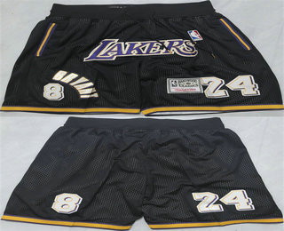 Men's Los Angeles Lakers 24 Kobe Bryant Black Just Don Shorts