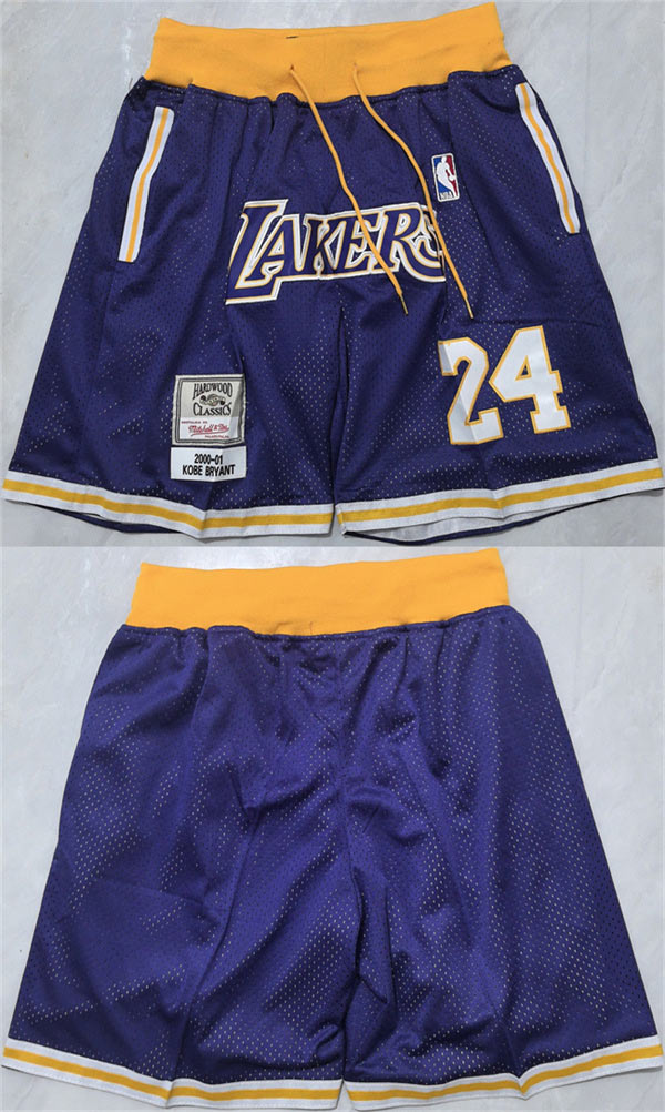 Men's Los Angeles Lakers 24 Kobe Bryant Purple 2026 Shorts (Run Small)