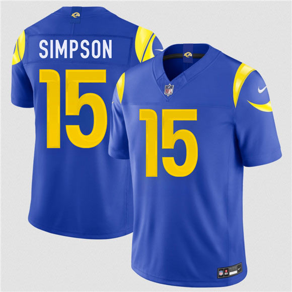 Men's Los Angeles Rams 15 Ty Simpson Royal 2026 Draft F.U.S.E. Vapor Limited Football Stitched Jersey