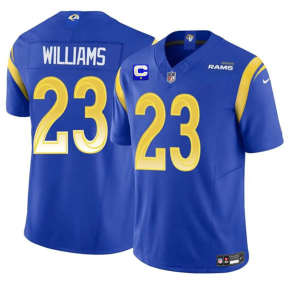 Men's Los Angeles Rams 23 Kyren Williams Blue 2025 F.U.S.E. With 1 Star C Patch Vapor Untouchable Football Stitched Jersey