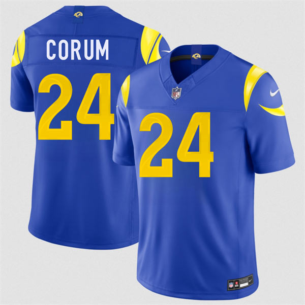 Men's Los Angeles Rams 24 Blake Corum Royal 2026 F.U.S.E. Vapor Limited Football Stitched Jersey