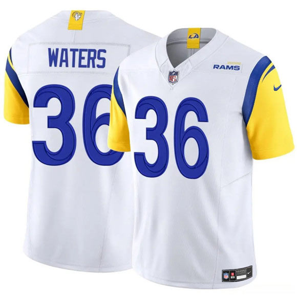 Men's Los Angeles Rams 36 Jordan Waters White 2024 F.U.S.E. Vapor Untouchable Football Stitched Jersey