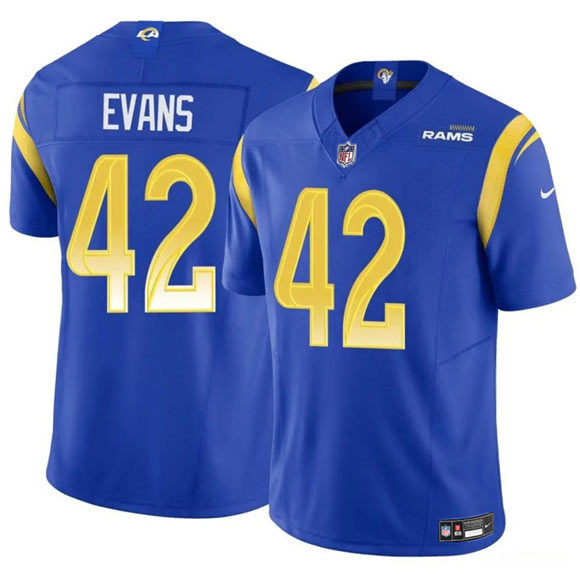 Men's Los Angeles Rams 42 Ethan Evans Blue 2025 F.U.S.E. Vapor Untouchable Football Stitched Jersey