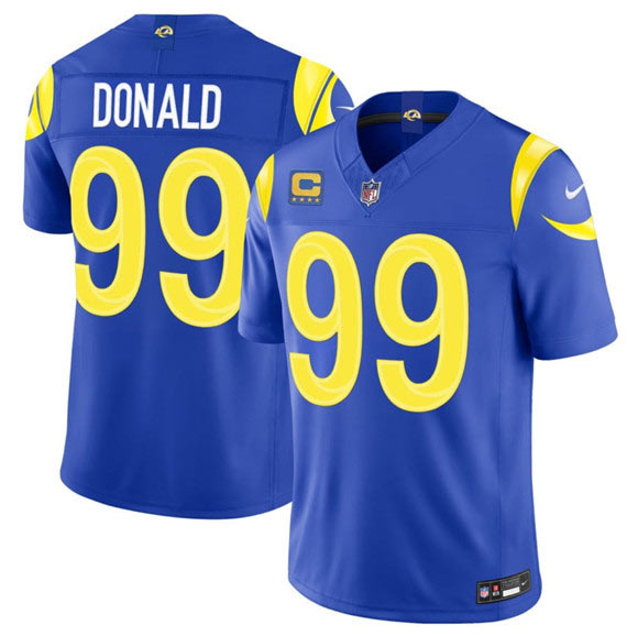 Men's Los Angeles Rams 99 Aaron Donald Royal 2026 F.U.S.E. With 4 Star C Patch Vapor Limited Football Stitched Jersey