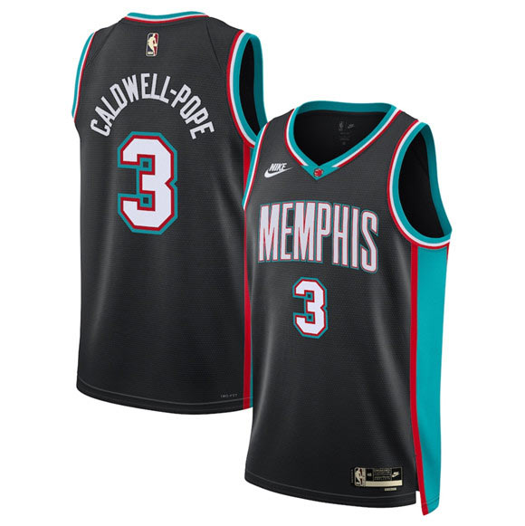 Men's Memphis Grizzlies 3 Kentavious Caldwell Pope Black 2025 Classic Edition Stitched Basketball Jersey