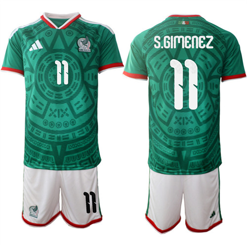 Men's Mexico 11 S.GIMENEZ National Team FIFA x World Cup 2026 Home Green On Field Jersey