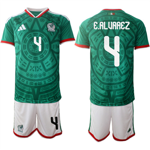 Men's Mexico 4 E.ALUAREZ National Team FIFA x World Cup 2026 Home Green On Field Jersey