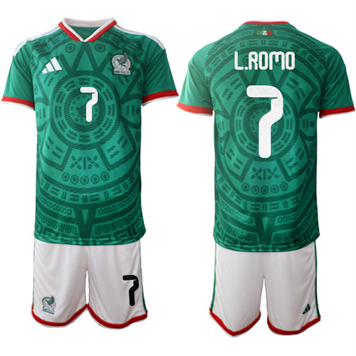 Men's Mexico 7 L.ROMO National Team FIFA x World Cup 2026 Home Green On Field Jersey