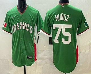 Men's Mexico 75 Andres Munoz Green 2026 World Baseball Classic Cool Base Jersey