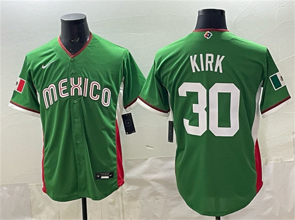 Men's Mexico Baseball 30 Alejandro Kirk Green 2026 World Baseball Classic Home Stadium Stitched Jersey