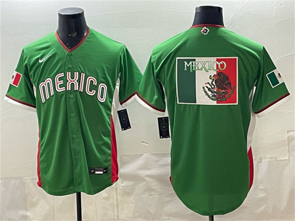 Men's Mexico Baseball Team Big Logo Green 2026 World Baseball Classic Home Stadium Stitched Jersey