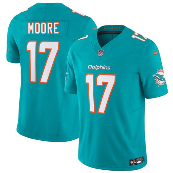 Men's Miami Dolphins 17 Trey Moore Aqua 2026 Draft F.U.S.E. Vapor Limited Football Stitched Jersey