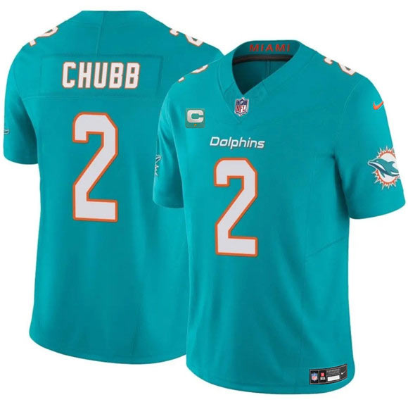 Men's Miami Dolphins 2 Bradley Chubb Aqua 2025 F.U.S.E. With 1 Star C Patch Vapor Limited Football Stitched Jersey
