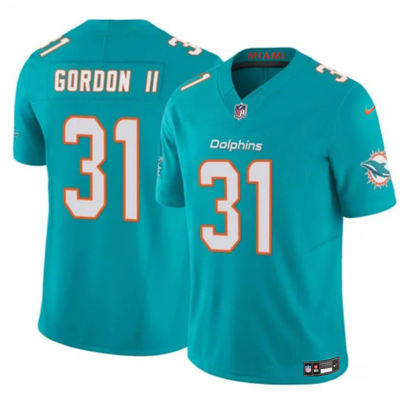 Men's Miami Dolphins 31 Ollie Gordon II Aqua 2025 F.U.S.E. Vapor Limited Football Stitched Jersey