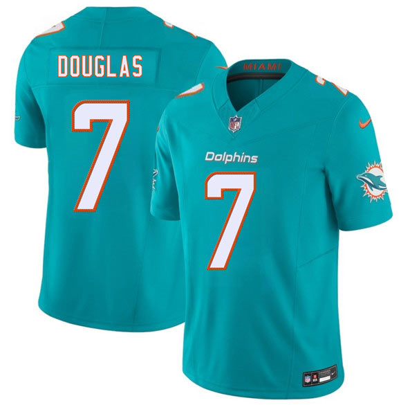 Men's Miami Dolphins 7 Caleb Douglas Aqua 2026 Draft F.U.S.E. Vapor Limited Football Stitched Jersey