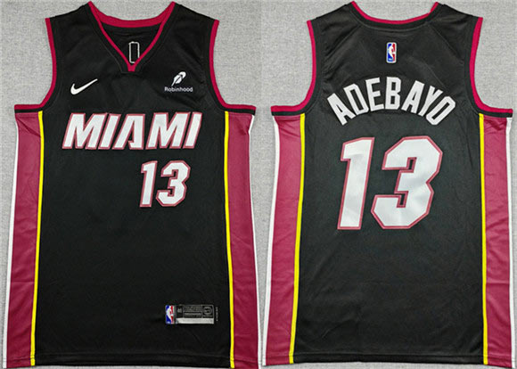 Men's Miami Heat 13 Bam Adebayo Black Icon Edition Stitched Basketball Jersey