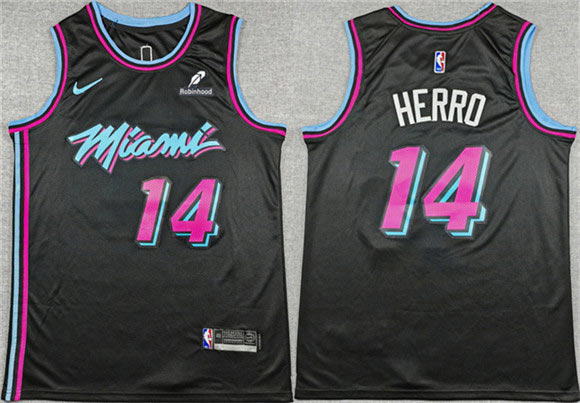 Men's Miami Heat 14 Tyler Herro Black 2025 26 City Edition Stitched Basketball Jersey