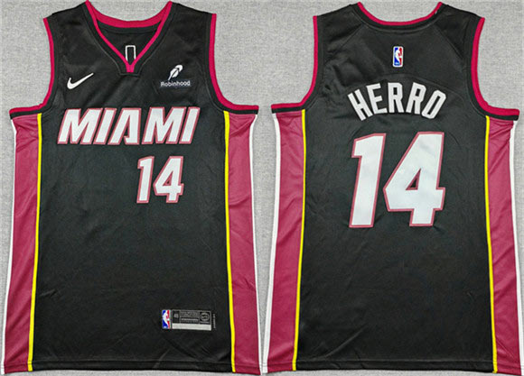 Men's Miami Heat 14 Tyler Herro Black Icon Edition Stitched Basketball Jersey