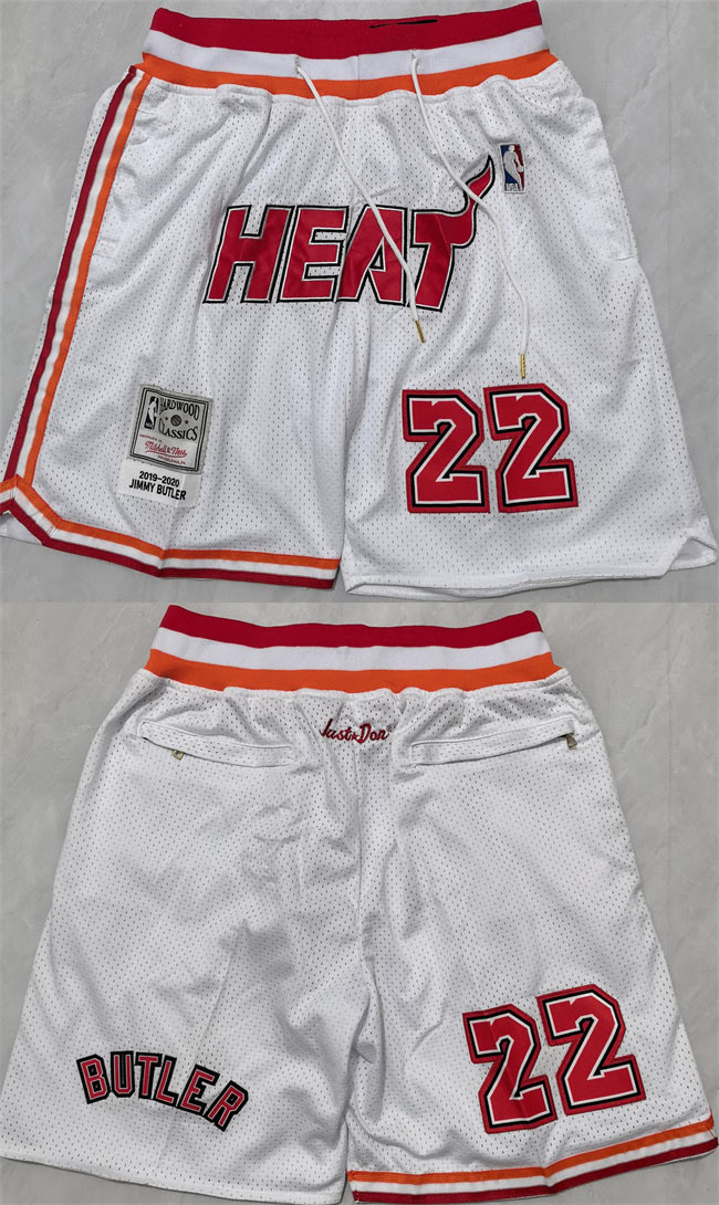 Men's Miami Heat White 22 Shorts (Run Small)